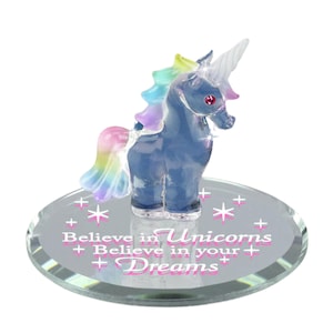 Figura &quot;Cree en los unicornios&quot; / Unicornio de cristal de regalo para niñas / Decoración de unicornio de ensueño / Unicornio de cristal coleccionable / Idea de regalo mágico