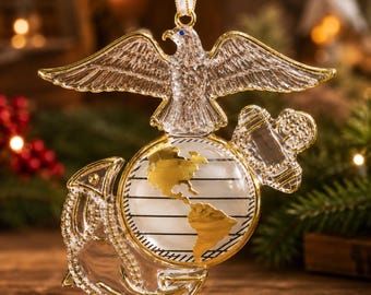 USMC Eagle-ornament bol en anker | Kerstcadeau mariniers | Decoratie militaire steun