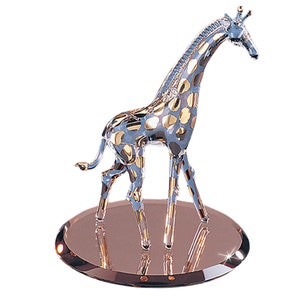 Glas Giraffe Figur | Handgefertigte Tier Dekor | Goldborte Giraffe Sammlerstück | Safari-Thema Geschenk | Natur inspiriertes Geschenk