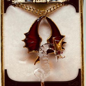 Glass Dragon Necklace | Handcrafted Pendant with 22Kt Gold | Gold Plated Chain Jewelry