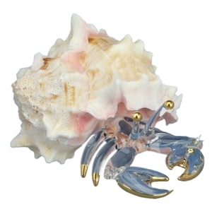 Handcrafted Glass Hermit Crab in Shell | Beach Figurine | Coastal Home Decor