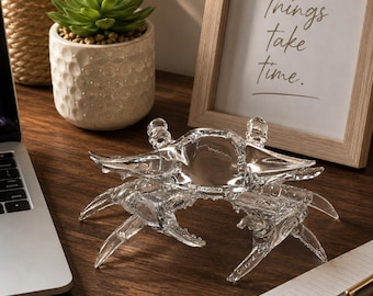 Glass Crab Figurine | Coastal Ocean Collectible | Beach Themed Decor