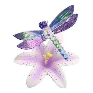 Dragonfly and lavender Lily Décor, Colorful dragonfly, Handcrafted Figurine, Home Décor, Gift For Mom