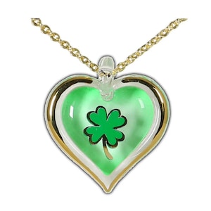 Lucky Heart Necklace | Four Leaf Clover Pendant | Gold Plated Chain Necklace | Good Luck Gift for Her | Handcrafted Lucky Jewelry