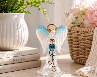 Angel Figurine Crystal Heart Angel Gift Guardian Decor Inspirational Collectible