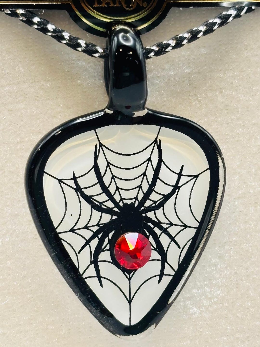 Spider Pick Spider Guitar Pick Necklace | Gothic Crystal Pendant on Black Cord ...