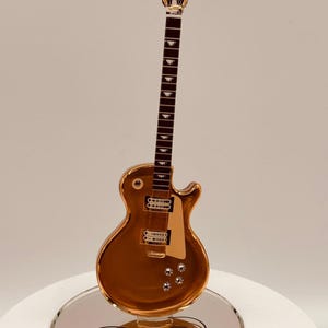 Classic Gold Top Guitar Figurine | Glass Music Collectible | Large Mini Guitar Gift