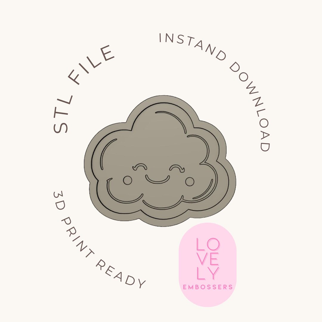 Smiling Cloud Cute Embosser and Cookie Cutter STL - Etsy