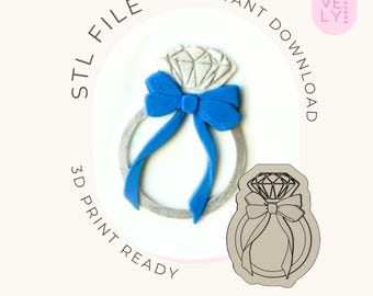 Engagement Ring Bow Hens Bachelorette Fondant Embosser Mamma Mia Cookie Cutter STL File