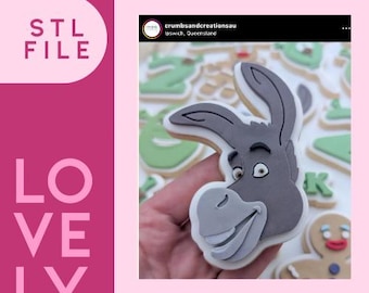 Donkey Green Ogre Swamp Movie Cookie Cutter Fondant Stamp Birthday Hens STL