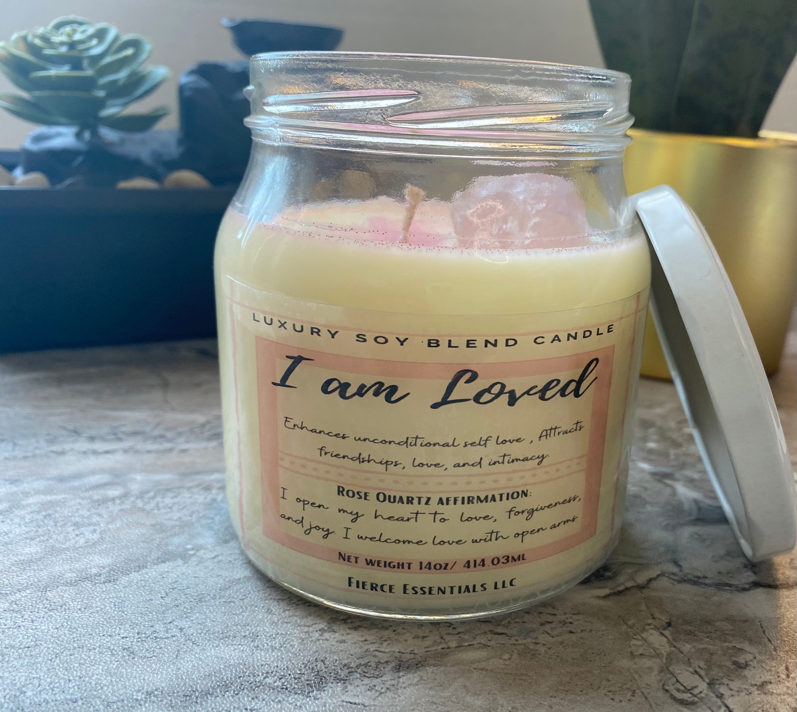 Crystal Affirmation Candles Etsy