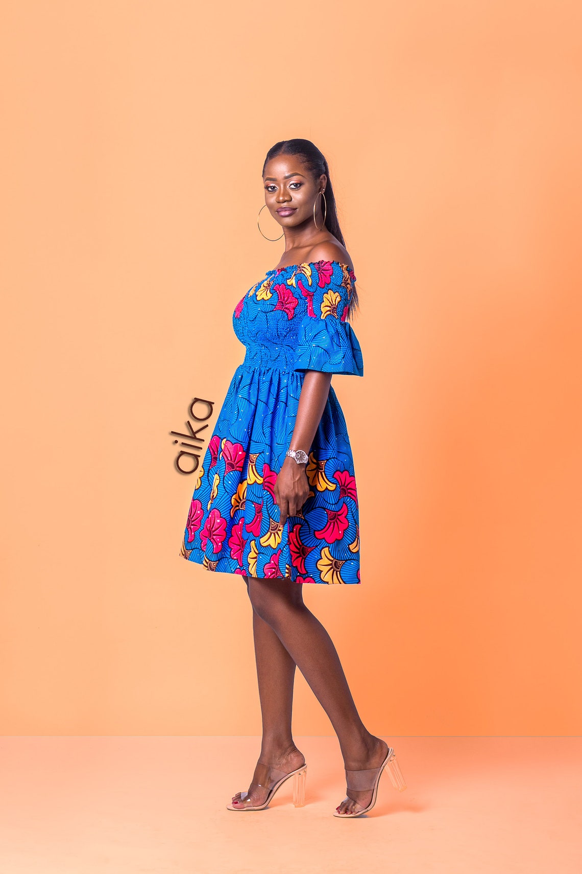 Ankara Offshoulder Elasticdress, African Print Dress, African Clothing, Ankara Dress, Ankara