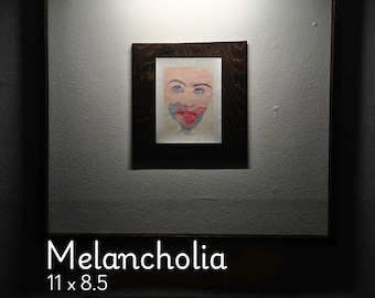 Melancholia Watercolor Print: Glossy Finish, 11x8.5 Cotton Paper Art
