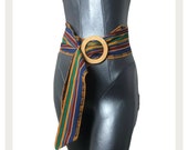 Vintage Wide Striped Colorful Hippie Style Belt Waist Cloth Canvas Belt