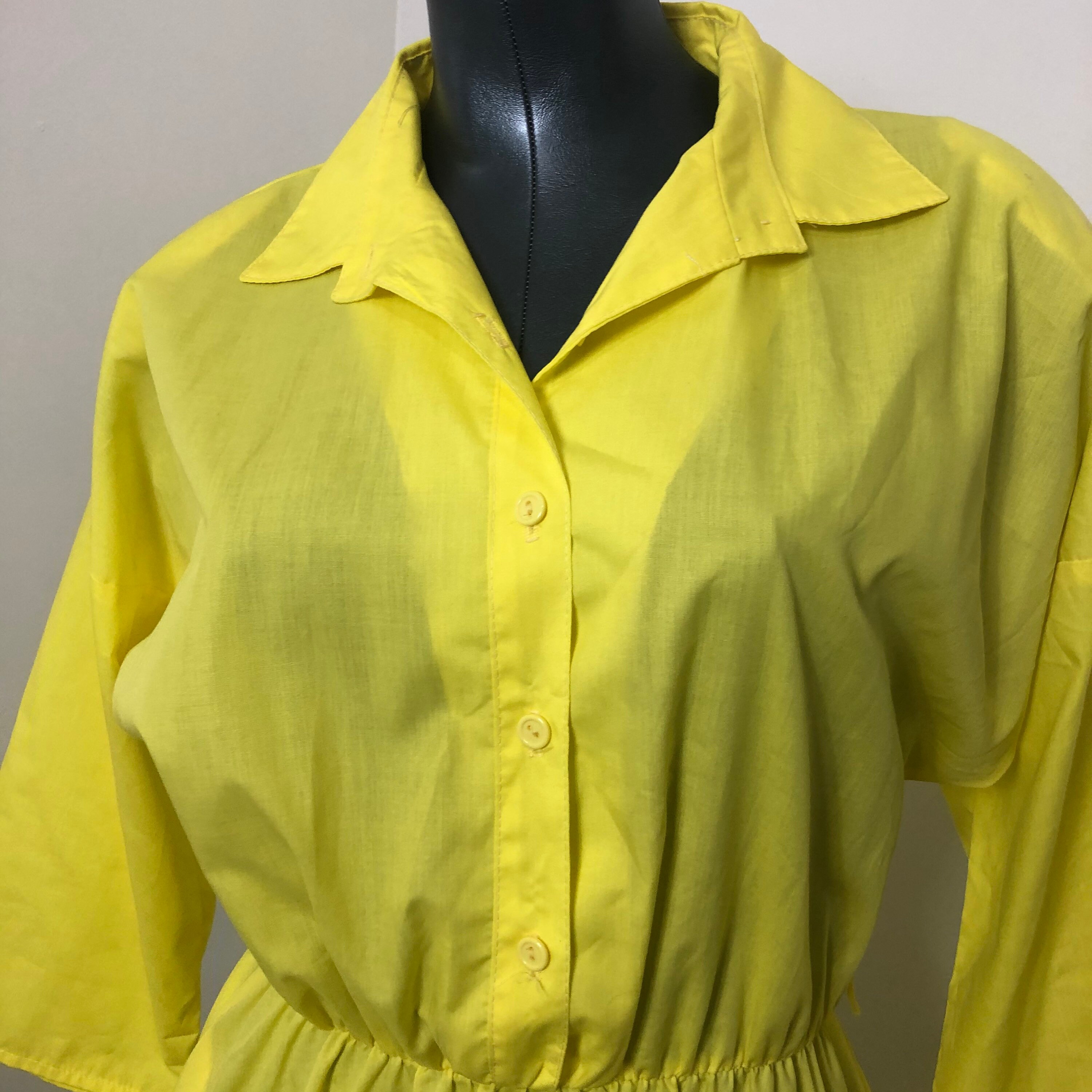 Vintage Highlighter Yellow Bright Flare Dress Size 12P Womens Etsy