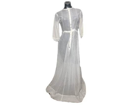 Antique Edwardian TEA LAWN DRESS 1910’s Cotton Emb