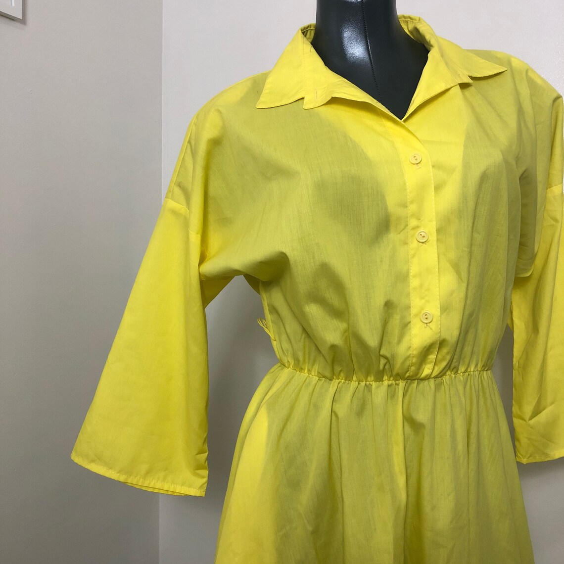 Vintage Highlighter Yellow Bright Flare Dress Size 12P Womens Etsy