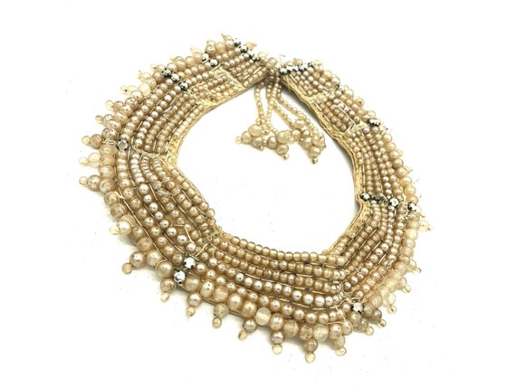 Antique Victorian / Edwardian Beaded Necklace Bib
