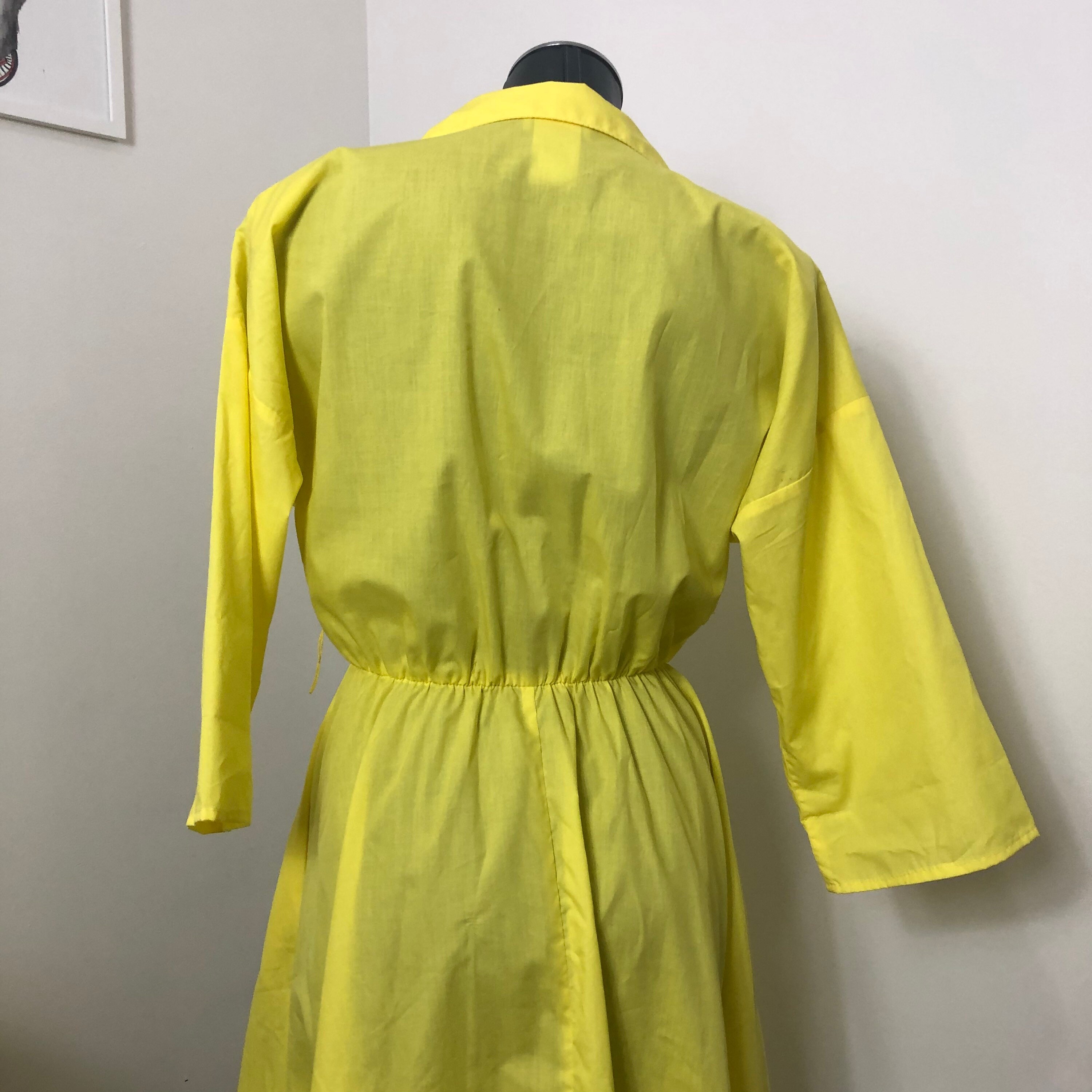 Vintage Highlighter Yellow Bright Flare Dress Size 12P Womens Etsy
