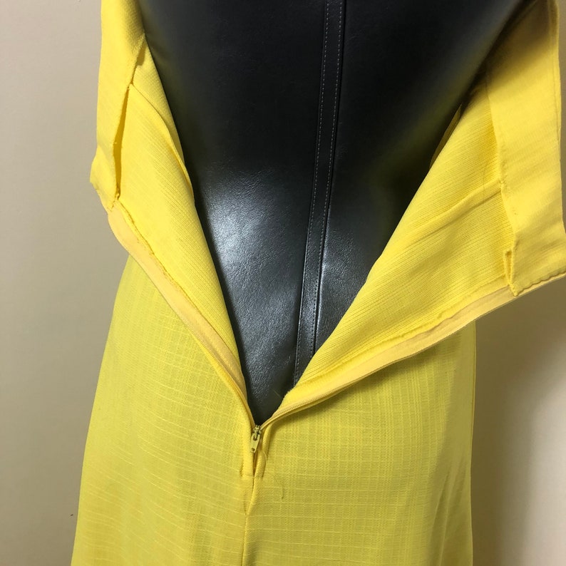 Vintage 1970s Yellow Halter Maxi Dress Long XS Small Retro Bright