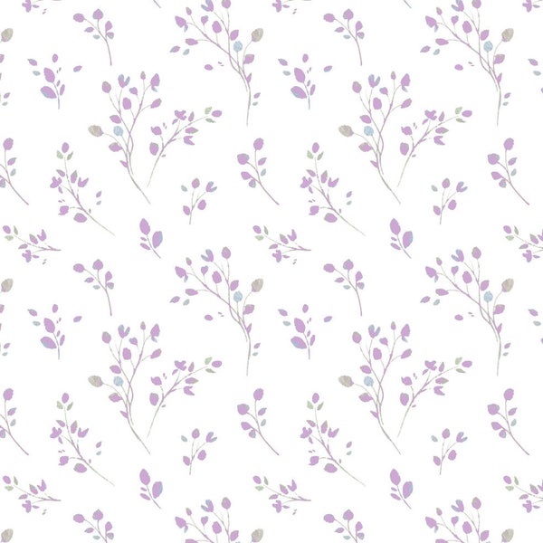 Dollhouse Wallpaper, 1:12 scale, Lavender, Floral, Lavender and White, Purple and White Printable, Miniature, Scrapbook Paper,