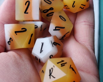 Candy Corn Dice, handmade sharp edges set of 8