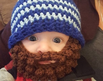 Beard hat- Crocheted beard hat - Baby hat with beard- Boy gift - Baby Gift - Gag Gift - Photo prop - Custom Made - Made to order