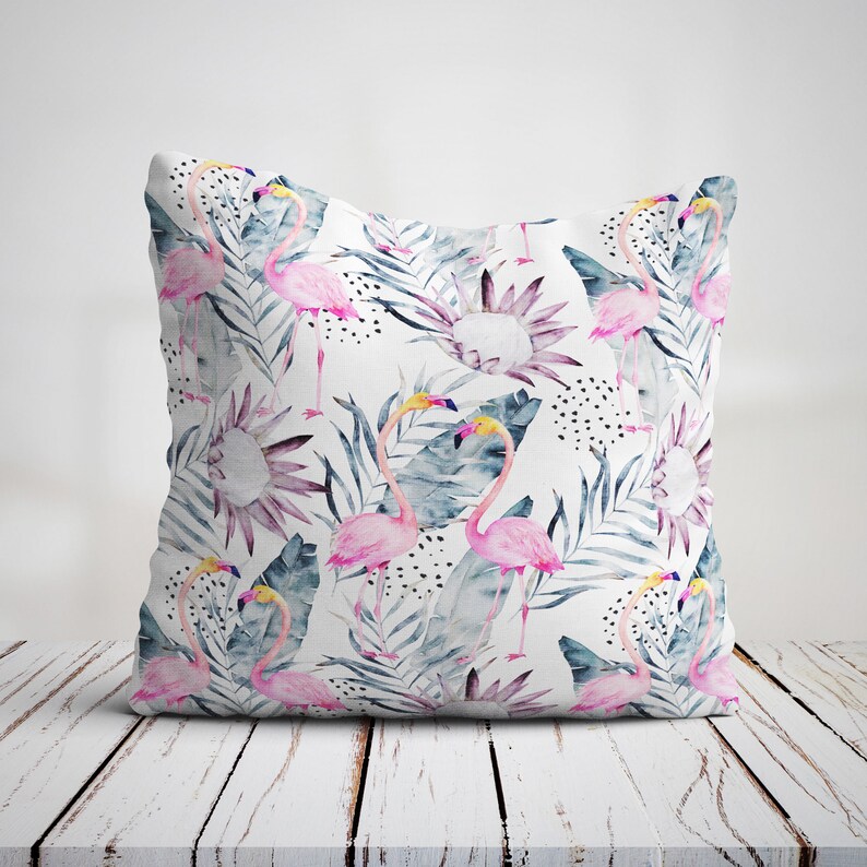 Flamingo Pillow Tropical Pillow Decorative Pillow Etsy