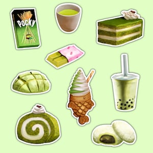 Green Tea Matcha Food Sticker Pack