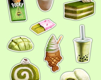 Green Tea Matcha Food Sticker Pack