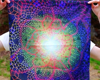 Organic Cotton Bandana Psychedelic Themed Gift for Trippy Art Lover Sun Bandana Festival Apparel