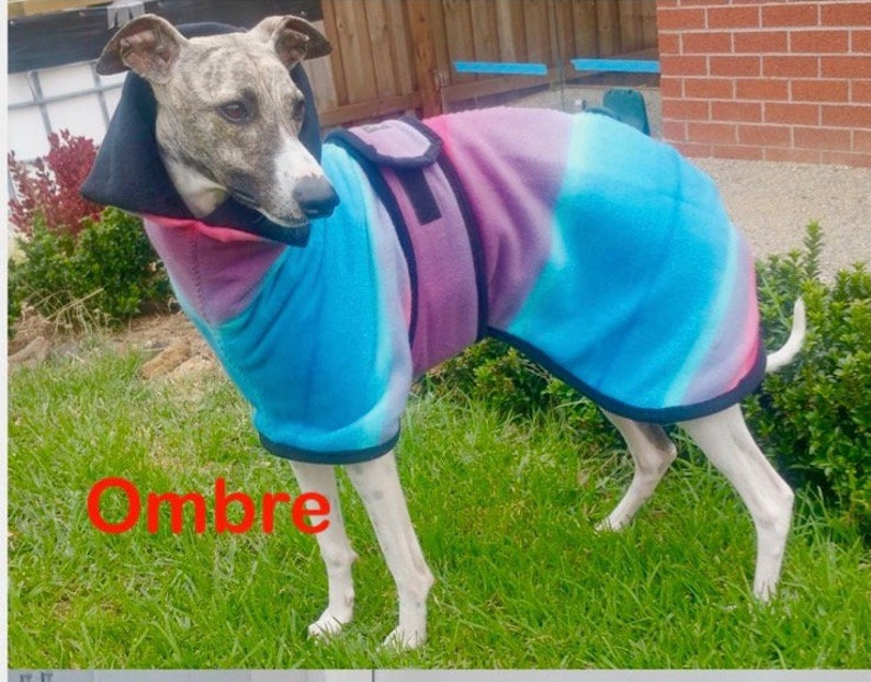 Whippet& Iggy Warm Fleece Coats Ombre Stripe