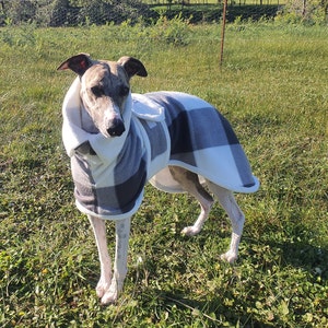 Whippet& Iggy Warm Fleece Coats Blk & Wht check