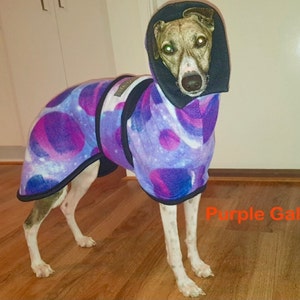 Whippet& Iggy Warm Fleece Coats Purple Galaxy