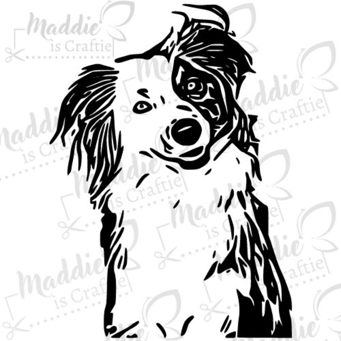 Mini Aussie Svg - Australian Shepherd Svg - Aussie Dog Svg Portrait ...