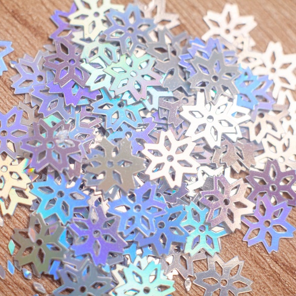 100 Pieces (10mm) Iridescent Snowflakes Glitter, Holographic Flakes, Chunky Glitter Flakes, Resin inclusions