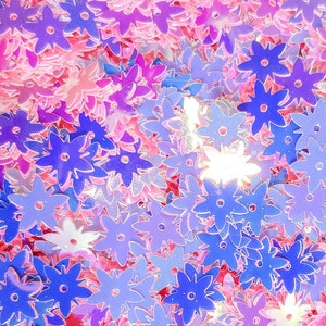 Holographic Pink Flower Flakes, Iridescent Glitter Flowers, Chunky Petals Flakes