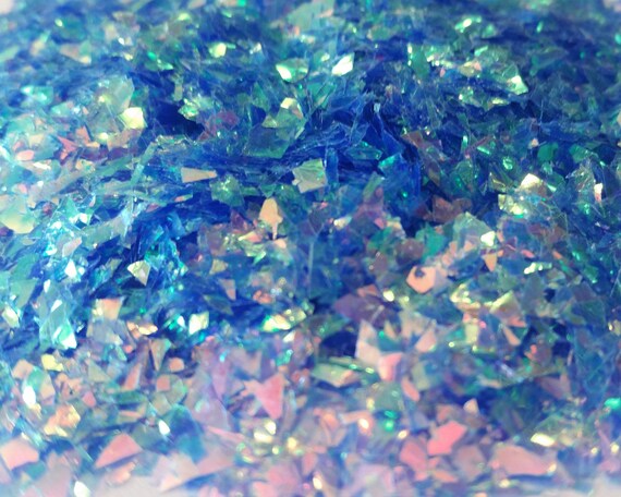 Pack of 3 Glass Glitter Shards Ocean