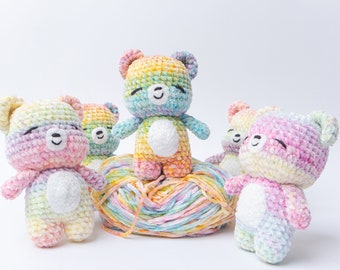 Rainbow Bliss: Handmade Soft Squishy Crocheted Rainbow Bear, Cute Crochet Creation, Artisan Crafted Bear, Adorable Amigurumi, Etsy Handmade