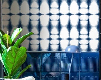 Shibori Indigo Blue Abstract Wallpaper - C738