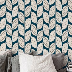 Geometric Retro Wallpaper, Removable Wallpaper, Geometric Pattern, Wall Paper Removable, Wallpaper  - B442