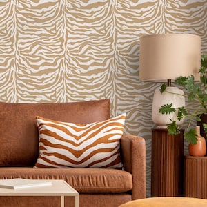 Animal Print Neutral Tan & White Wallpaper - C772