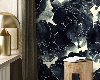 Dark Floral Peel and Stick Wallpaper - Removable Home Decor