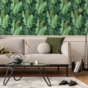 Tropical Watercolor, Self-adhesive Removable Wallpaper, Peel and Stick Fabric Wallpaper, Custom Design Wall Mural, Tropical - A927