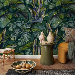 Wallpaper Peel and Stick Wallpaper Removable Wallpaper Home Decor Wall Art Wall Decor Room Decor / Green Botanical Wallpaper - C407