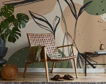 Tropical Watercolor Peel and Stick Wallpaper Mural - Removable Wall Art