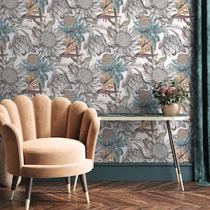 Removable Wallpaper Floral Wall Mural Temporary Wallpaper Nursery Wallpaper Wall Decor Wall Paper Removable Peel and Stick Wallpaper -C002