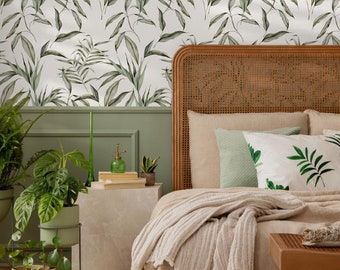 Papel pintado autoadhesivo con hojas tropicales - Decoración de pared extraíble