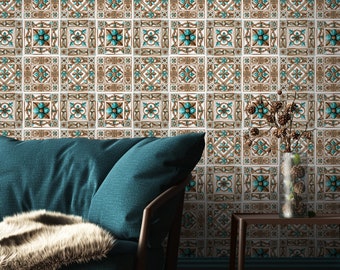 Removable Wallpaper Peel and Stick Wallpaper Wall Paper Wall Mural - Portuguese Azulejos Tile Wallpaper - Mosaic Wallpaper - D955