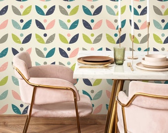Scandinavian Floral Peel and Stick Wallpaper – Abstract Wall Mural